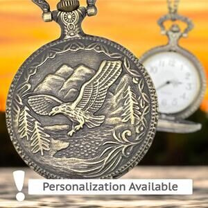 Soaring Eagle Pocket Watch - Patriotic Gift for Bird Lovers, Nature Enthusiasts